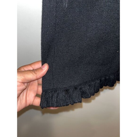 Saks Fifth Avenue Black Knit Skirt With Fringe Hem Women's Size 6 - Picture 4 of 11
